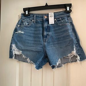 Blue jean American Eagle highest rise mom shorts